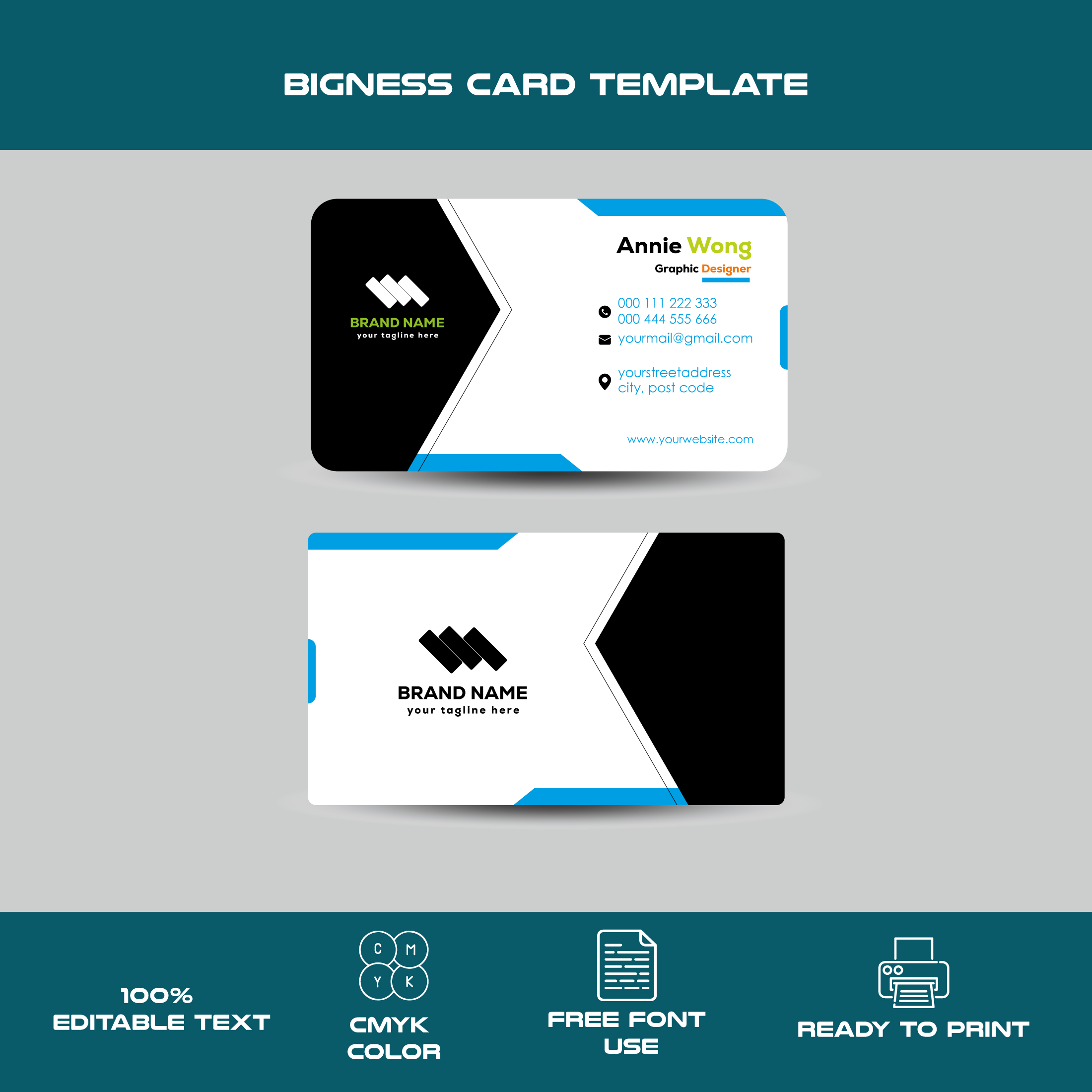 Bigness card template design for Company preview image.