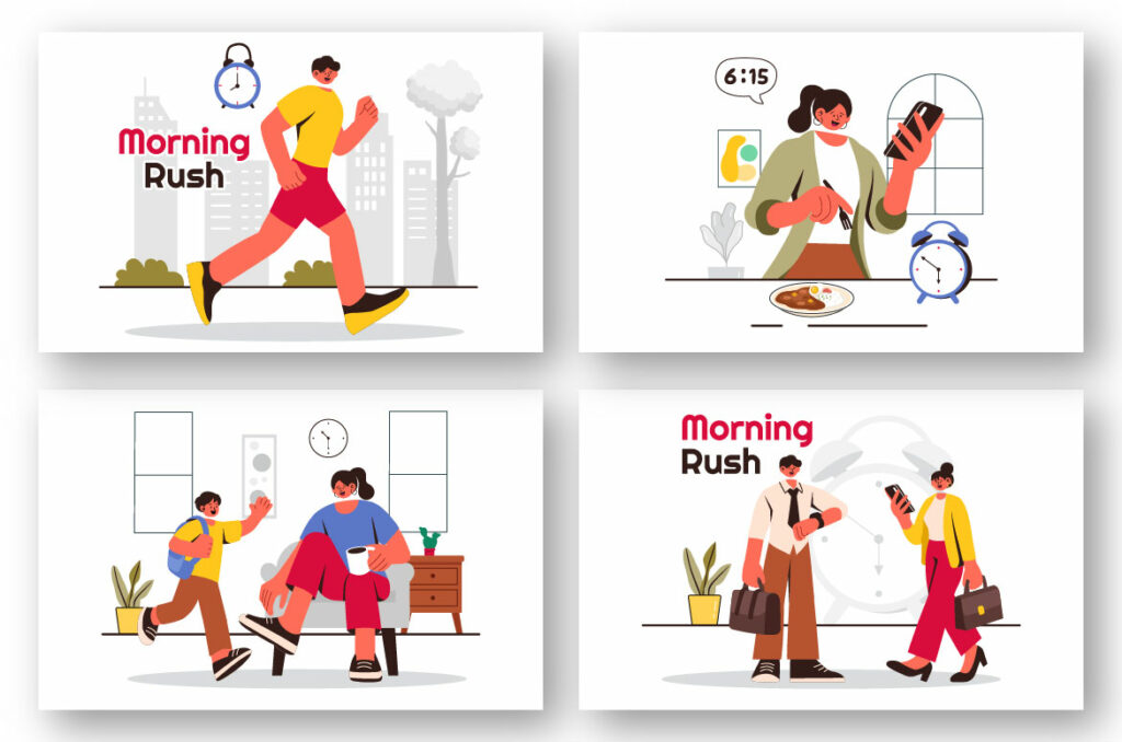 Morning Rushing 9 Morning Rush Hour Illustration - MasterBundles
