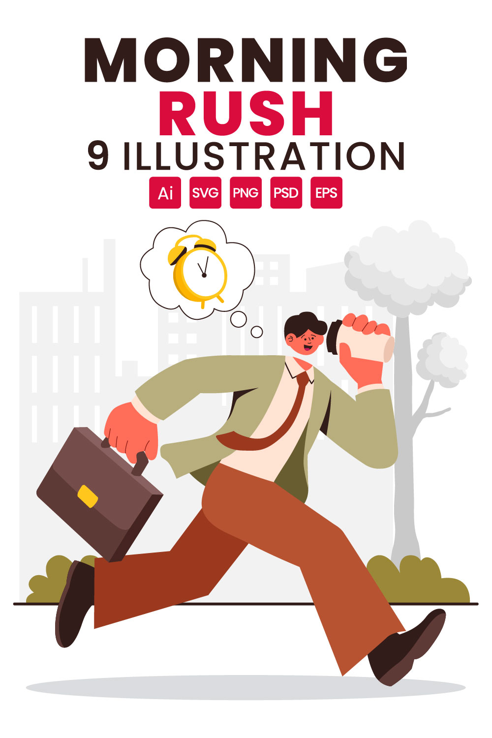 9 Morning Rush Hour Illustration pinterest preview image.