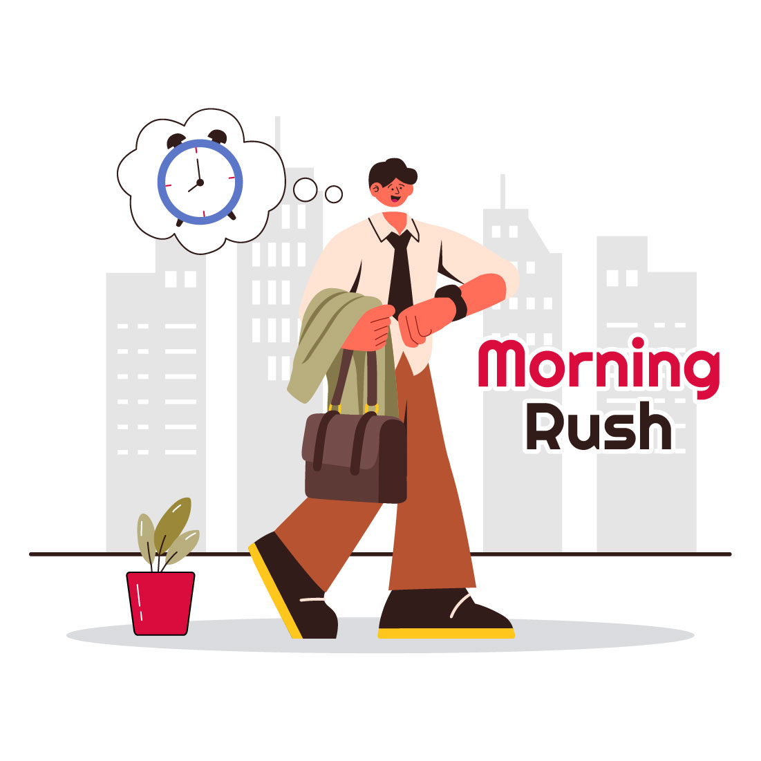 9 Morning Rush Hour Illustration preview image.