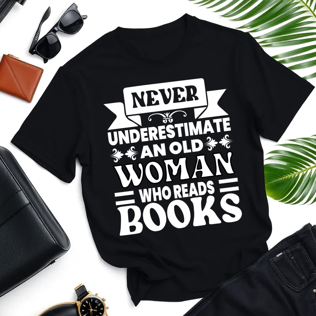 never underestimate an old woman who reads books converted 01 t shirt mockup 117