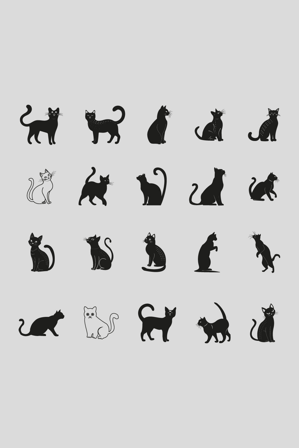 Cats Silhouette Designs Collection pinterest preview image.