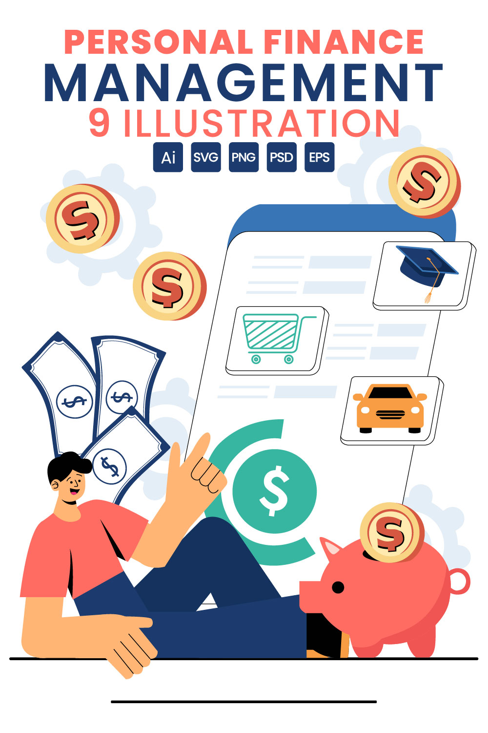 9 Personal Finance Management Illustration pinterest preview image.