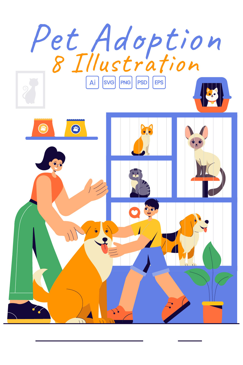 8 Pet Adoption Center Illustration pinterest preview image.