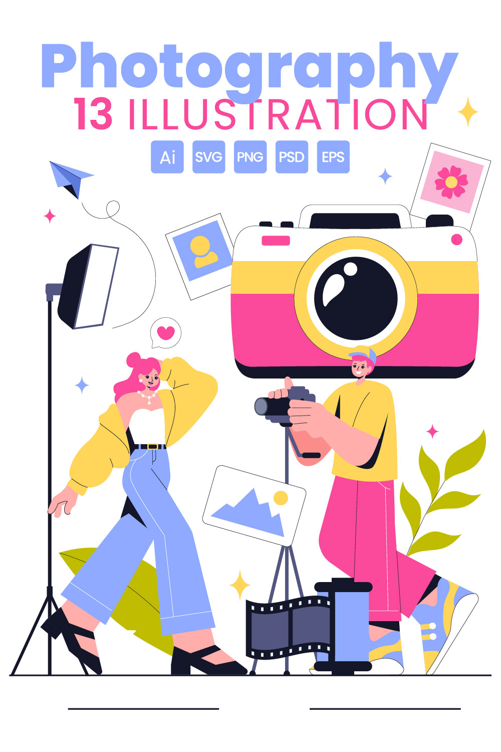 13 Photography Vector Illustration pinterest preview image.