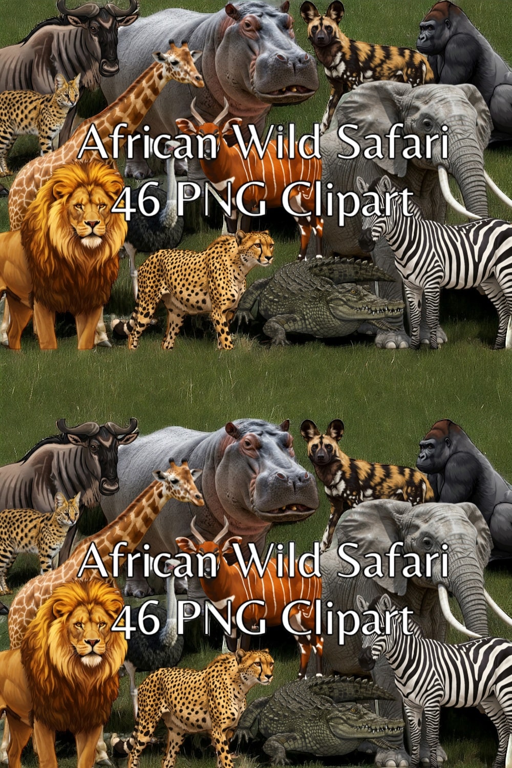 Ultimate Wild African Safari Animals PNG Bundle – 46 HD Cliparts pinterest preview image.