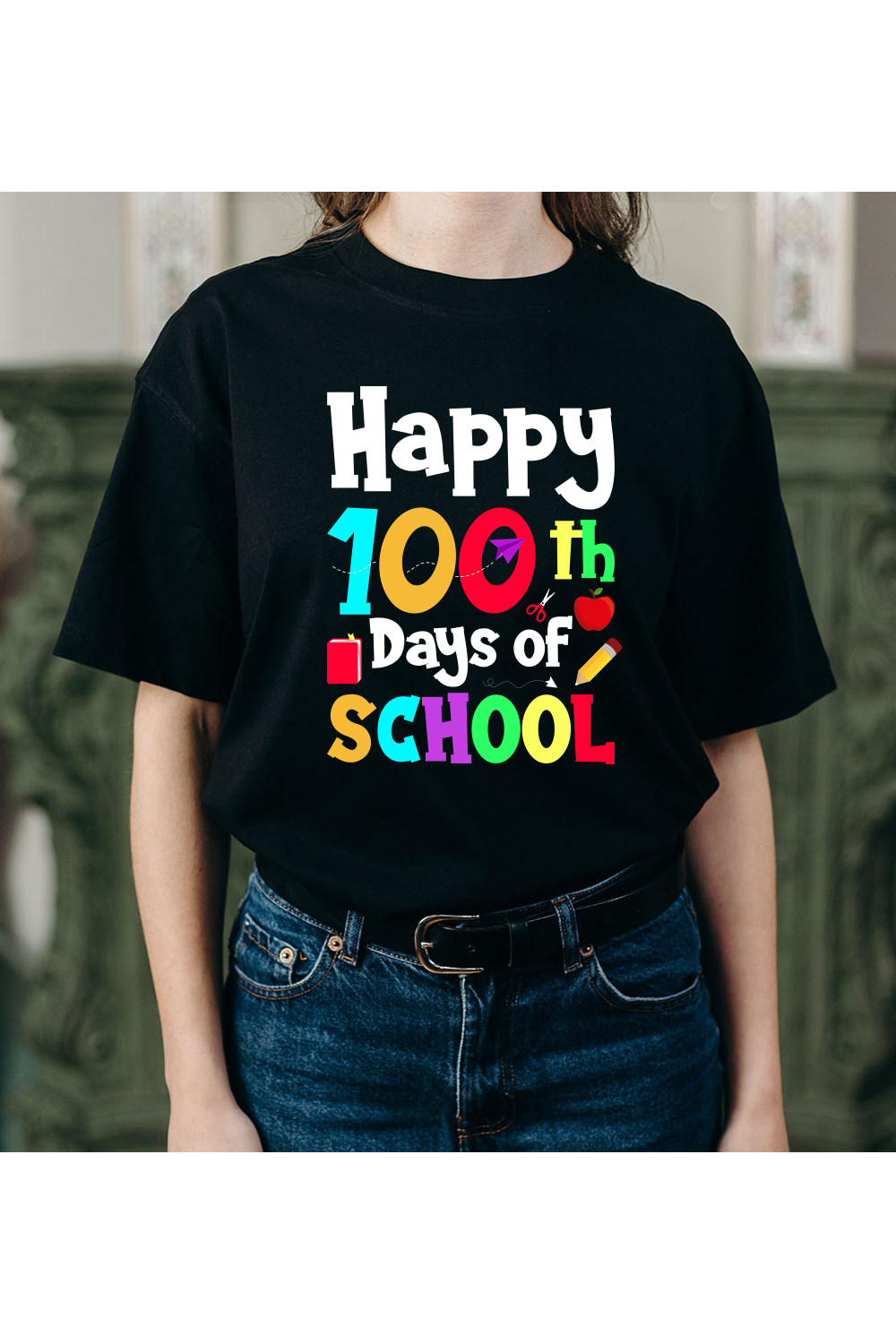 Happy 100th Day of School Vibes , 100 Days of School Shirt , 100th Day of School Shirt for Teachers , 100 Days of School Shirt Teacher , 100 Day Shirt pinterest preview image.