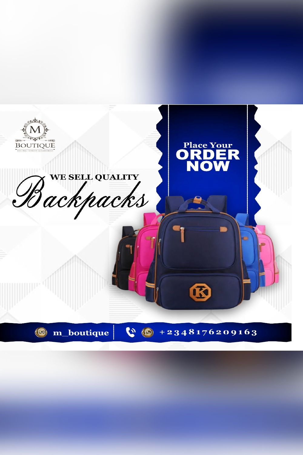 Backpack Sale Social Media Ad Design pinterest preview image.