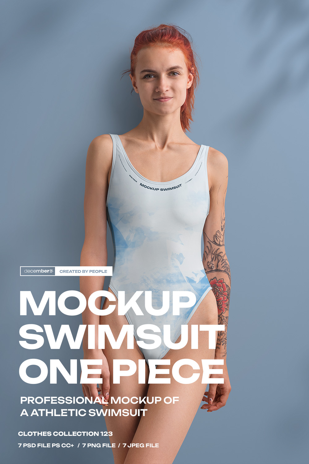 7 Athletic One Piece Swimsuit Mockups pinterest preview image.