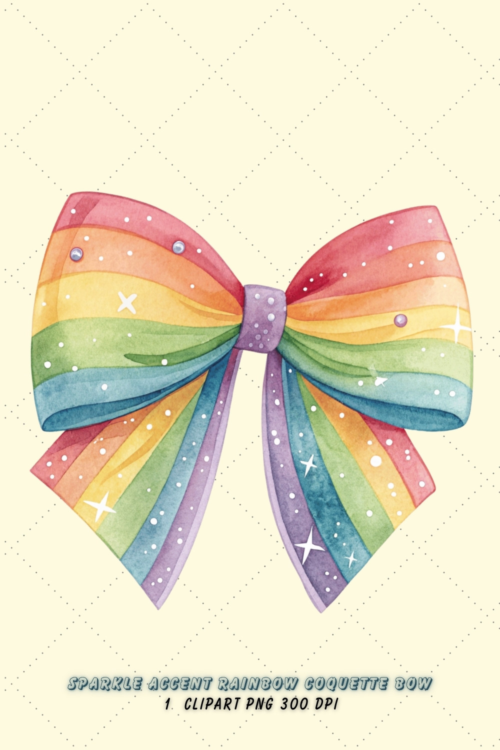 Sparkle Accent Rainbow Coquette Bow Clipart with Sparkle, sparkle rainbow bow, accented coquette bow, festive bow design, rainbow clipart art, digital bow design, sparkle accent design, accented bow art, festive rainbow accent, coquette bow art, rainbow sublimation design pinterest preview image.