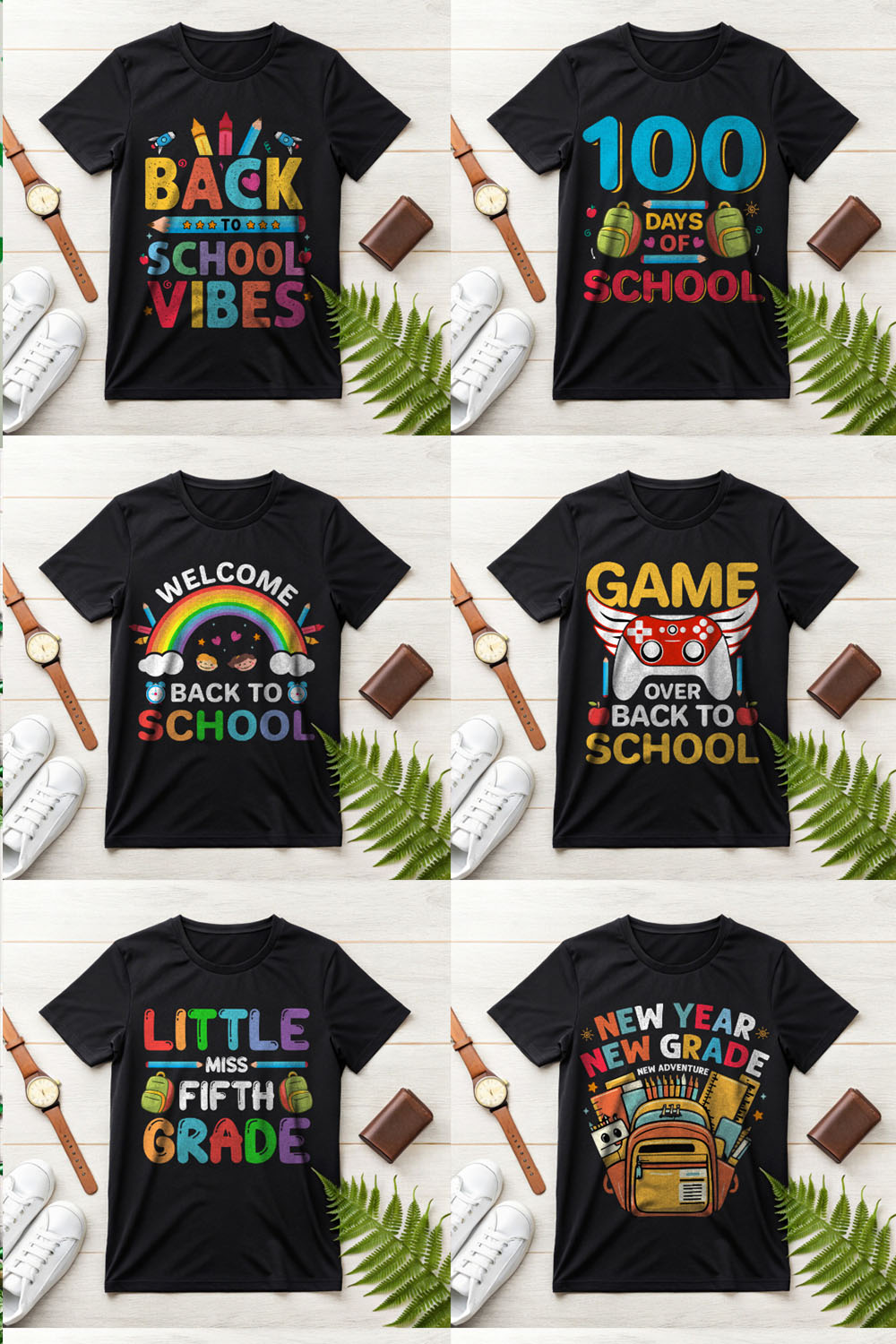 10+ Trendy Back to School T-Shirt Design Bundle – Perfect for Teachers, Students & Parents! pinterest preview image.