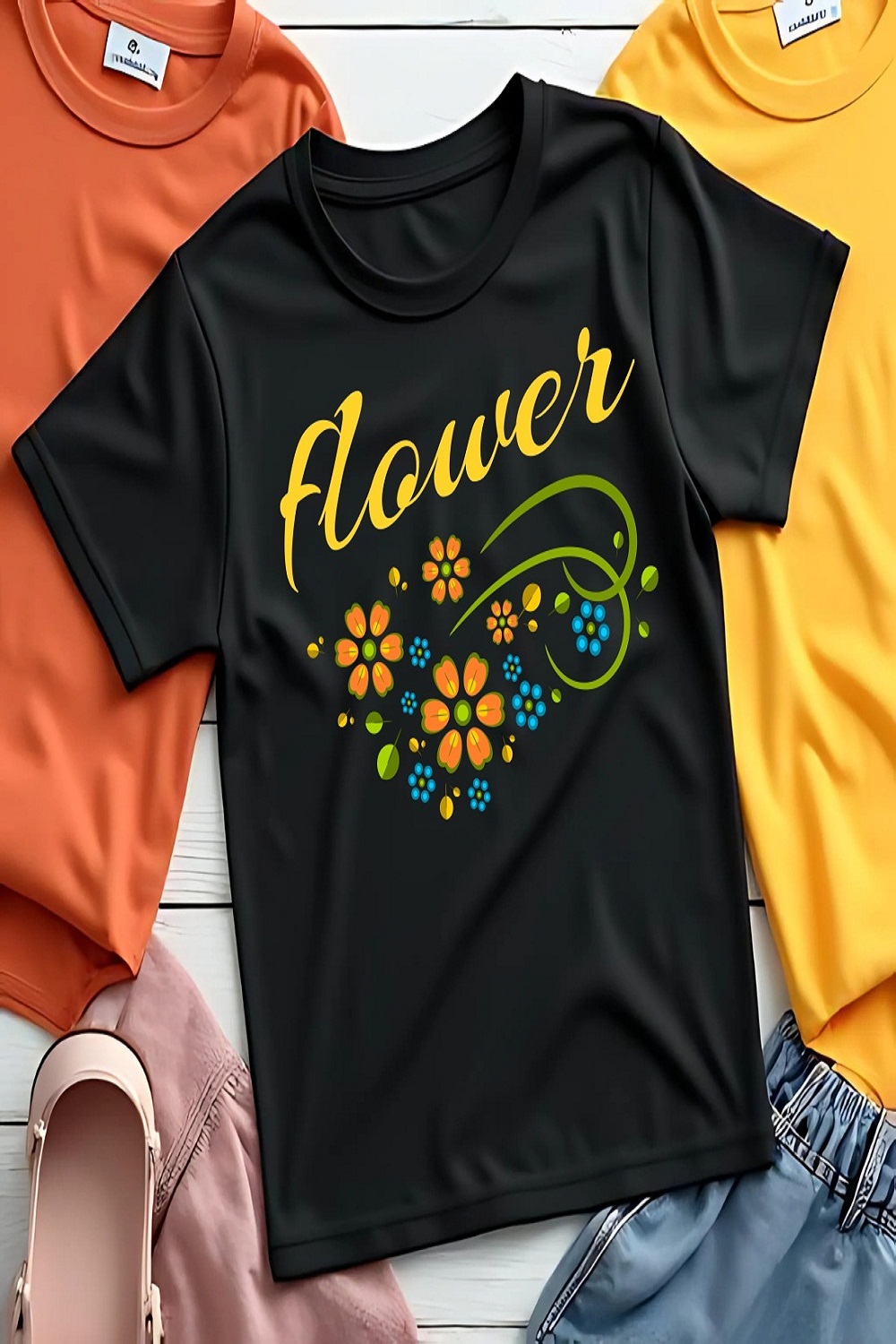 flower t-shirt design for kids pinterest preview image.