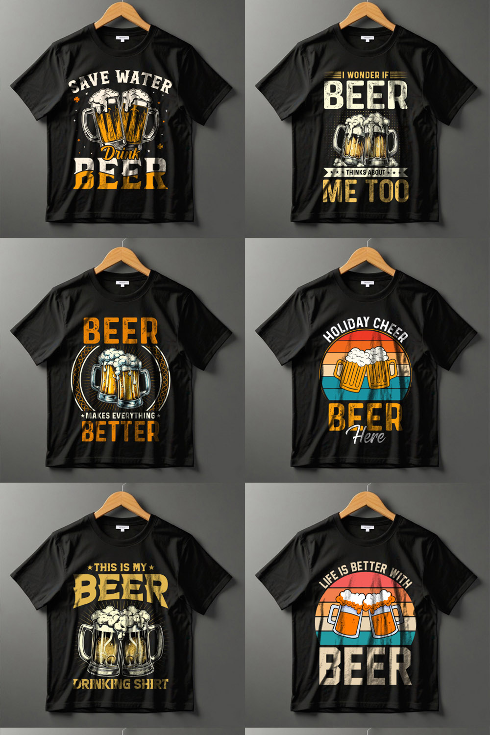 10+ Beer T-Shirt Design Bundle | Funny, Vintage & Retro Beer Lover Graphics pinterest preview image.