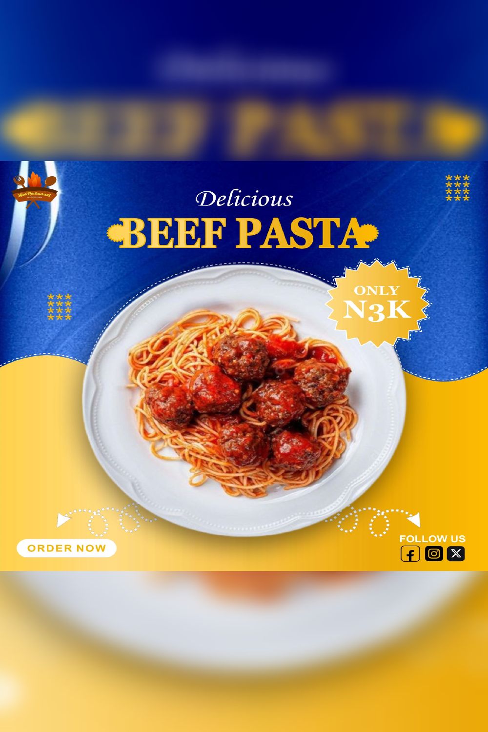 Pasta Sales Social Media Ad Design pinterest preview image.