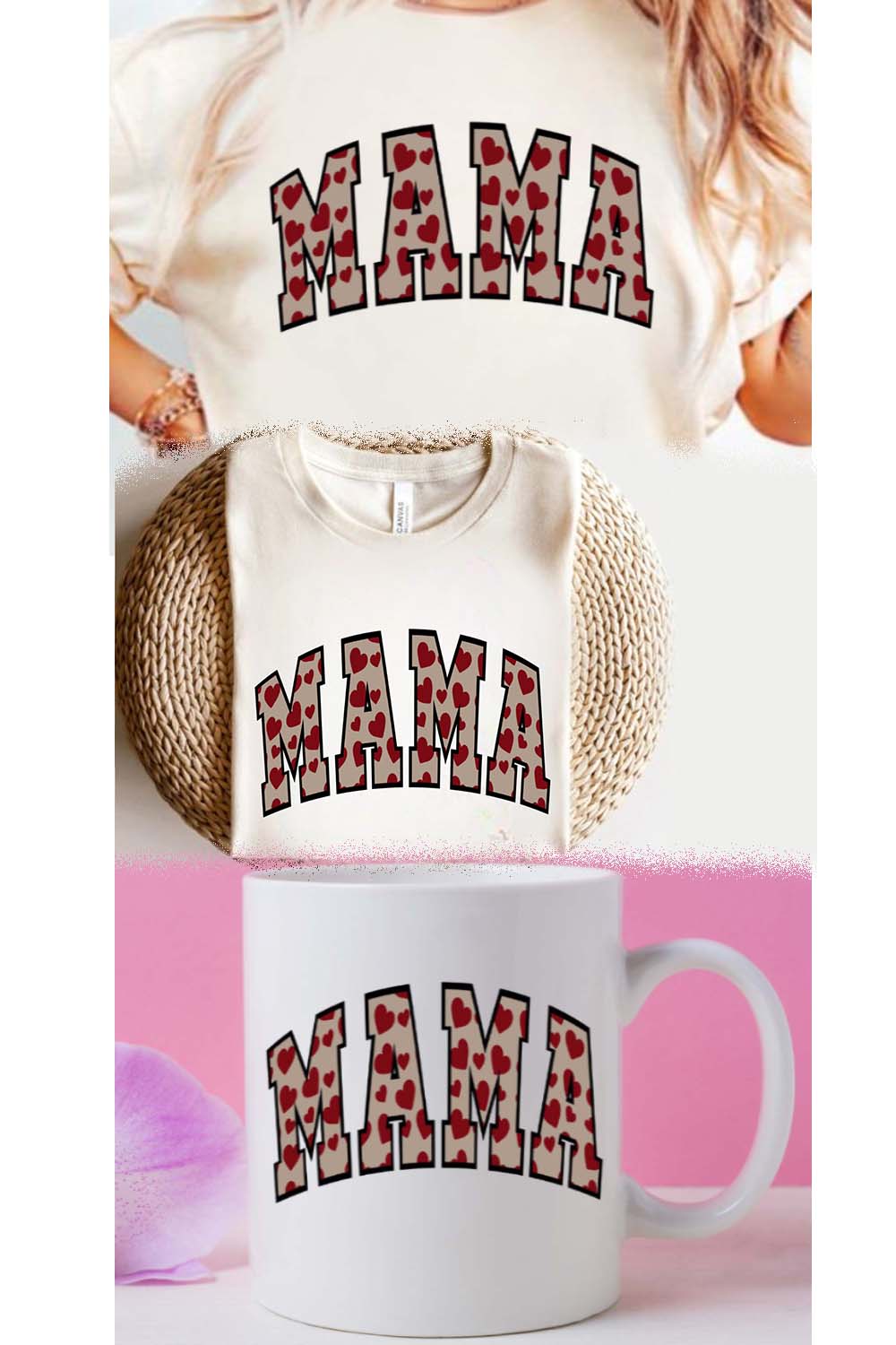 Mama Varsity valentine day design pinterest preview image.