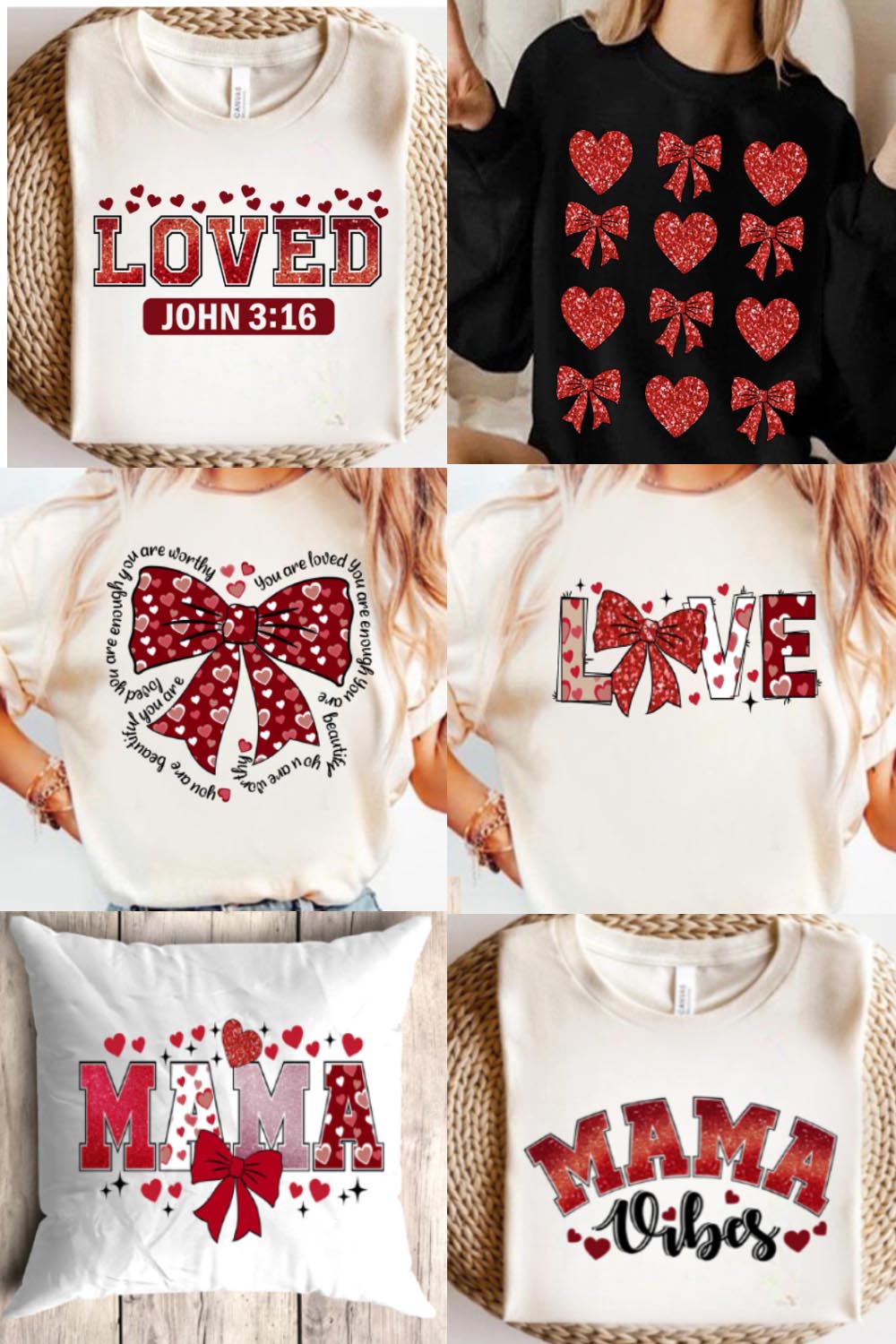 Valentine's Day T-Shirt Design Bundle – Romantic & Trendy pinterest preview image.