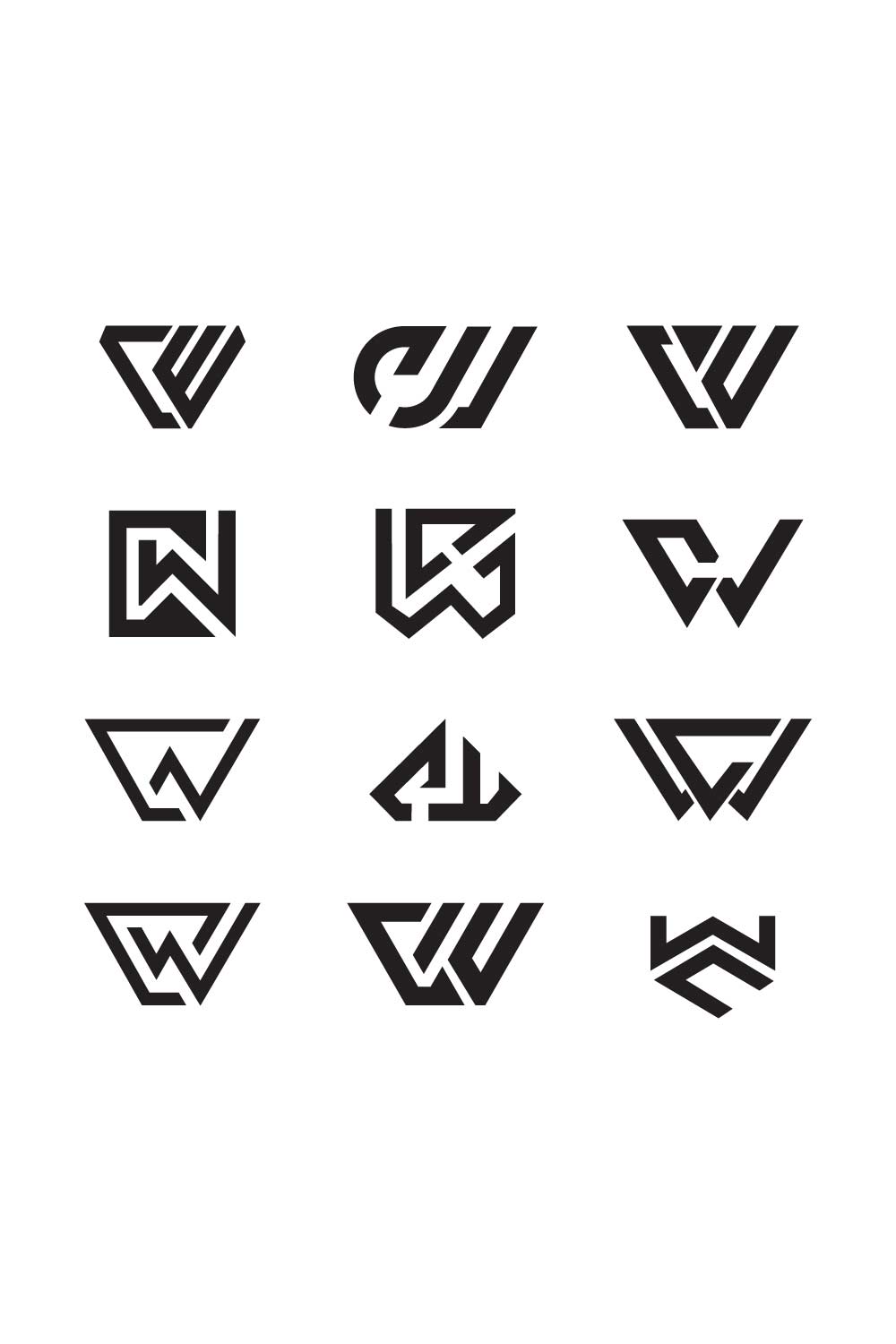 Set of Letter CW Initial Modern Logo Collections – Unique & Stylish Designs pinterest preview image.