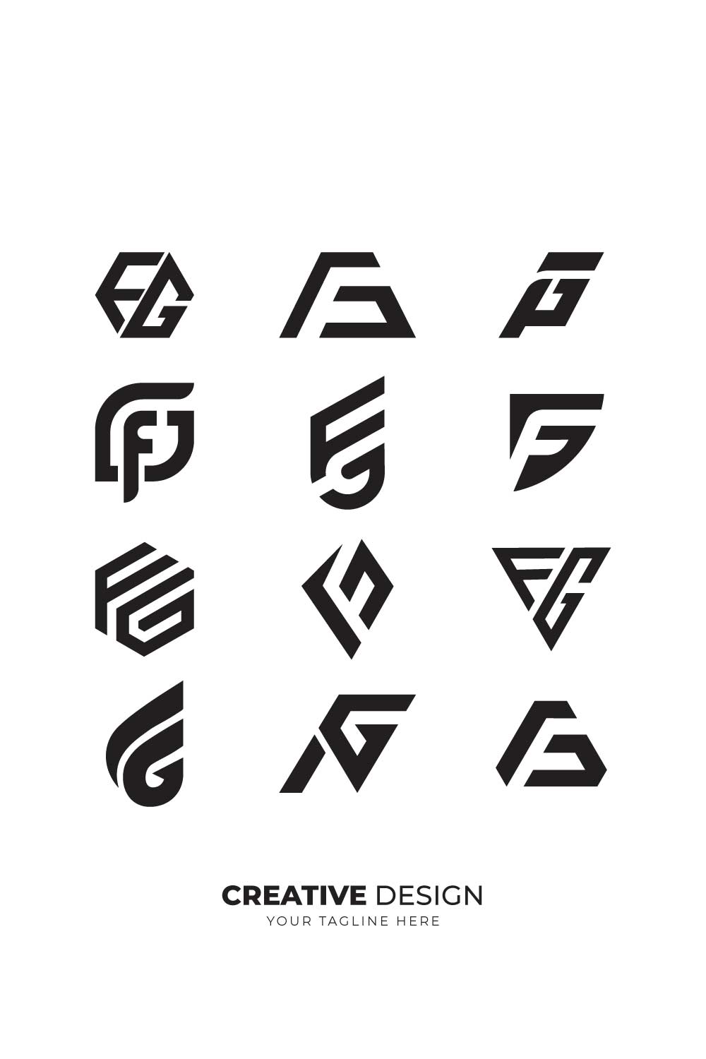 Set of letter FG initial modern logo collections pinterest preview image.