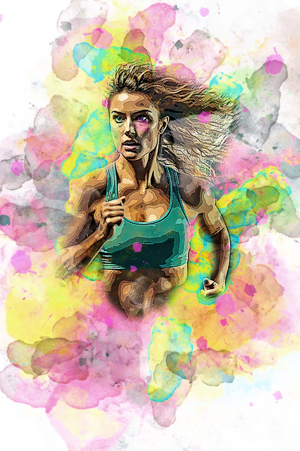 Watercolor Sport Art Photoshop Action pinterest preview image.