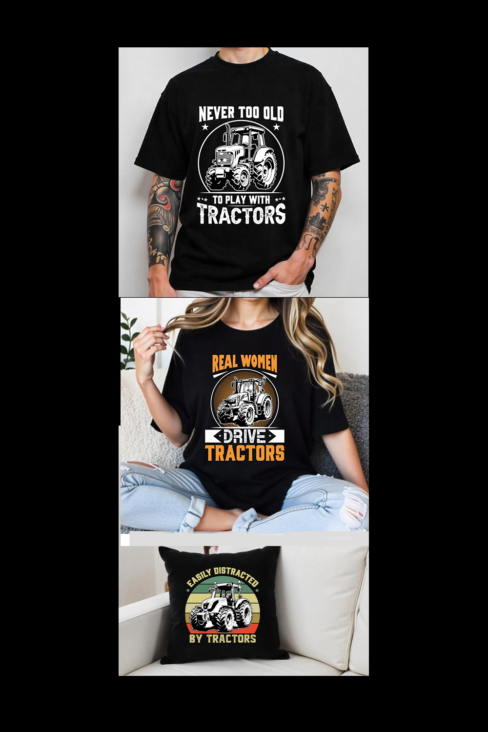 5 Tractors graphic design bundles for tractors lovers pinterest preview image.