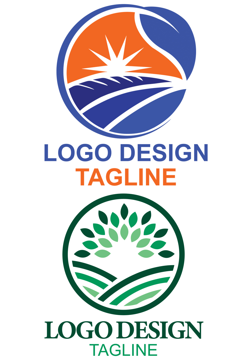 Two Concpt High-Quality Agriculture Logo Design Bundle – EPS, AI, JPG, ZIP Files Included pinterest preview image.