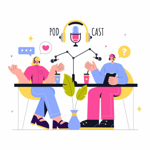 13 Podcast Studio Illustration cover image.