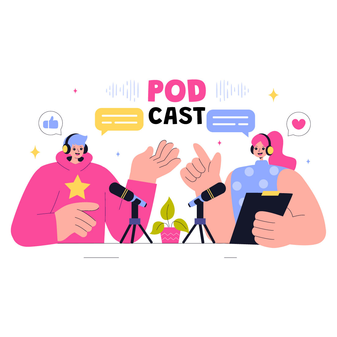 13 Podcast Studio Illustration preview image.