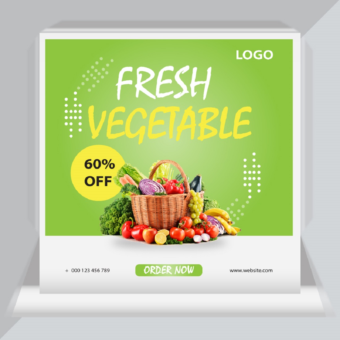 Fresh Vegetable Sale Poster: 60% Off Healthy Produce in City - Order Now! preview image.