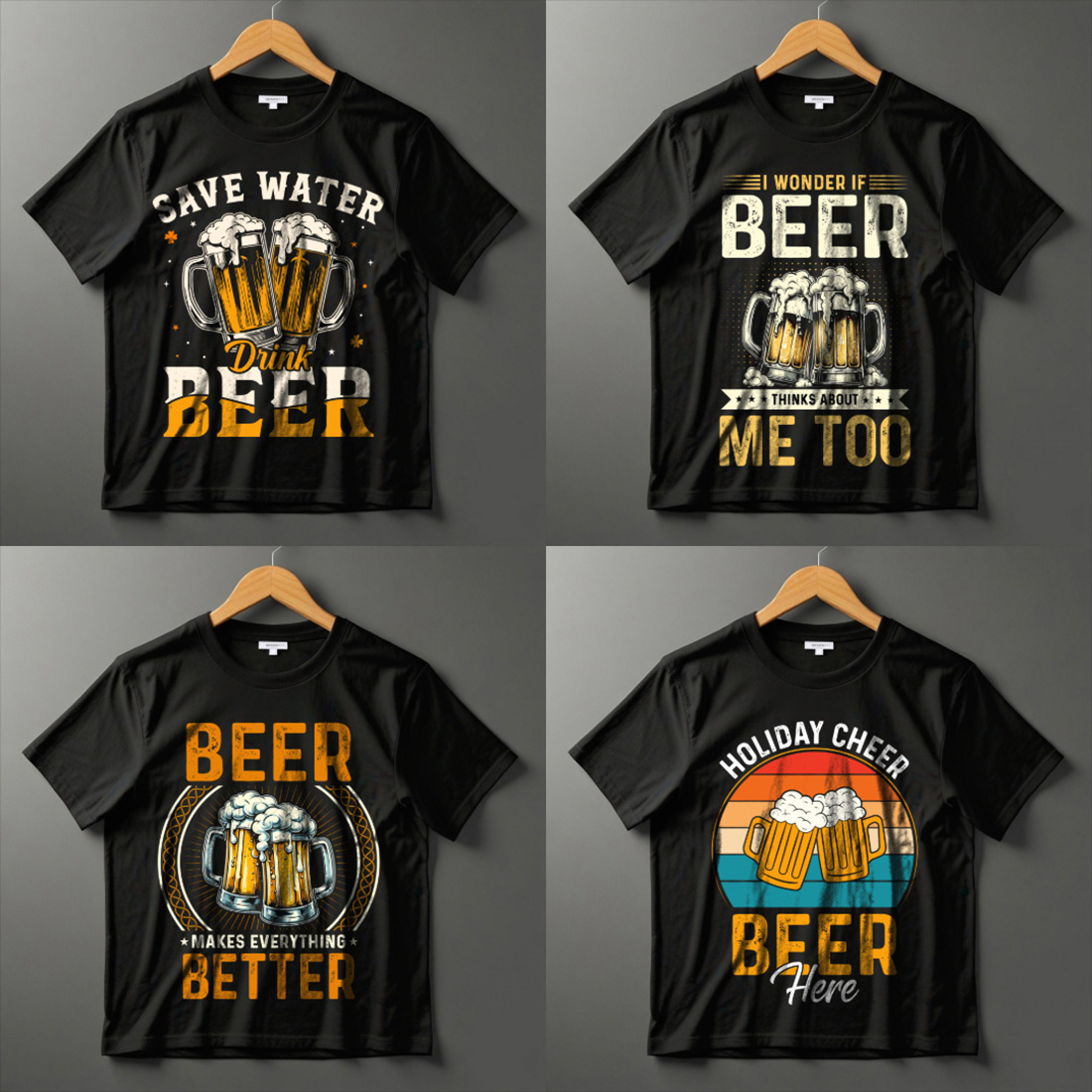 10+ Beer T-Shirt Design Bundle | Funny, Vintage & Retro Beer Lover Graphics cover image.