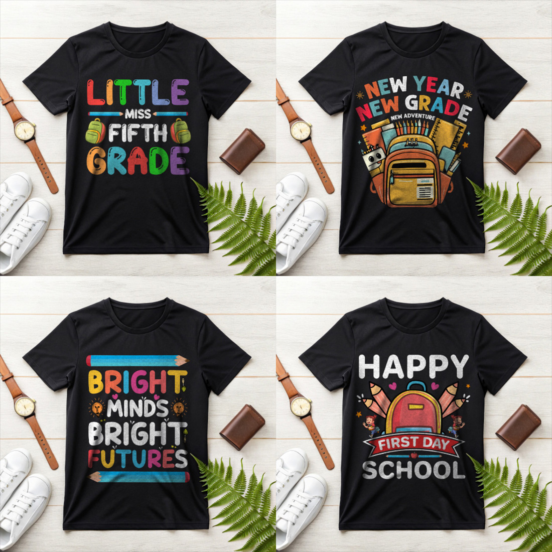 10+ Trendy Back to School T-Shirt Design Bundle – Perfect for Teachers, Students & Parents! preview image.