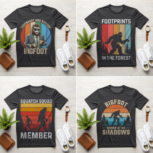 17+ Bigfoot Sasquatch Retro Vintage T-Shirt Design Bundle cover image.