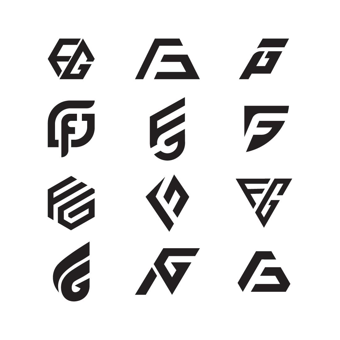 Set of letter FG initial modern logo collections cover image.