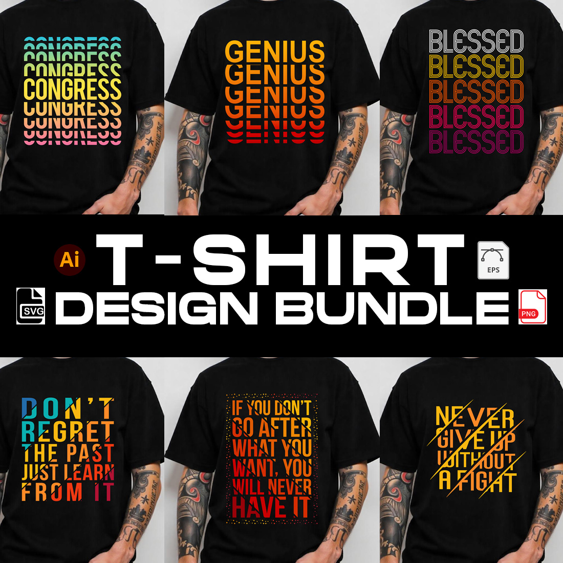 Graphics T-shirt design bundle preview image.