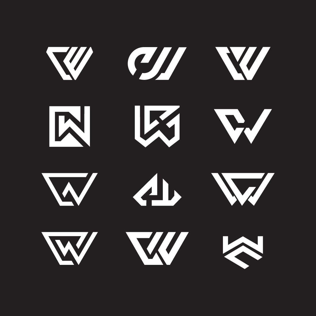 Set of Letter CW Initial Modern Logo Collections – Unique & Stylish Designs preview image.