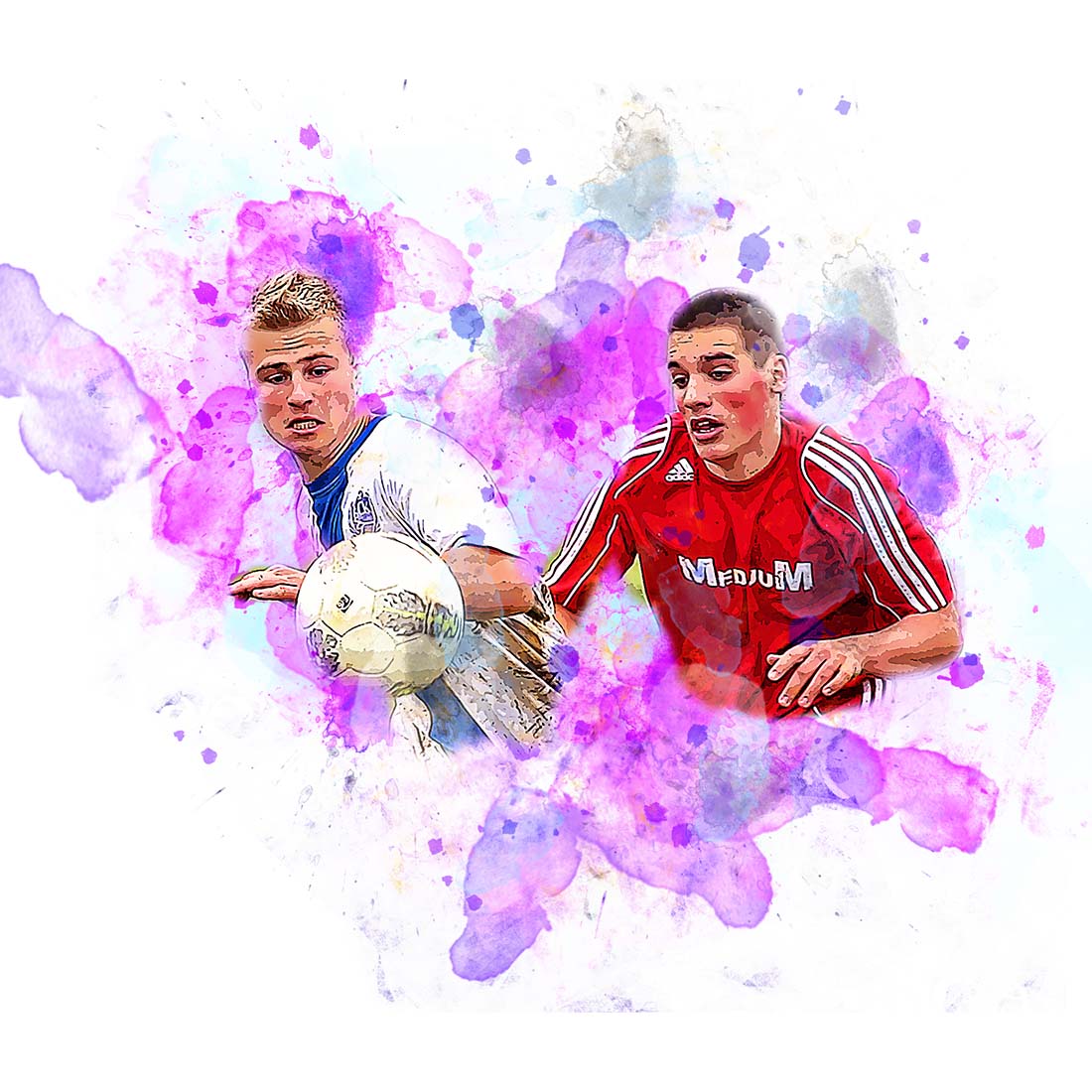 Watercolor Sport Art Photoshop Action preview image.