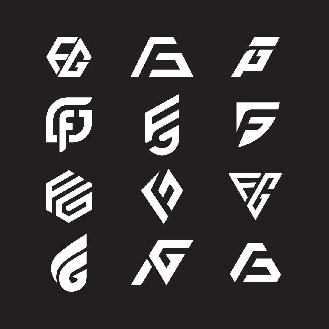 Set of letter FG initial modern logo collections preview image.