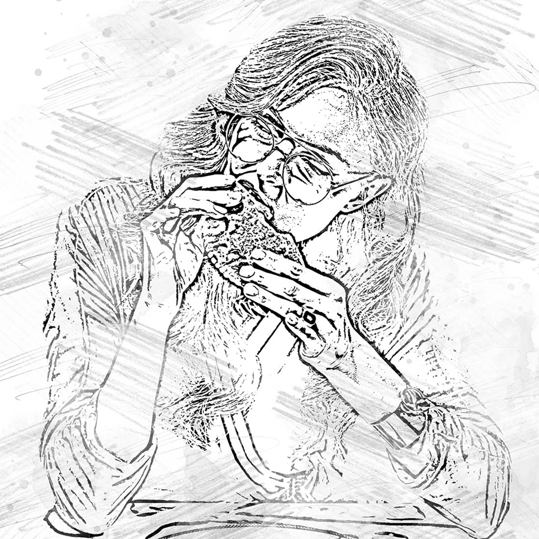 Retro Pencil Sketch Photoshop Action preview image.