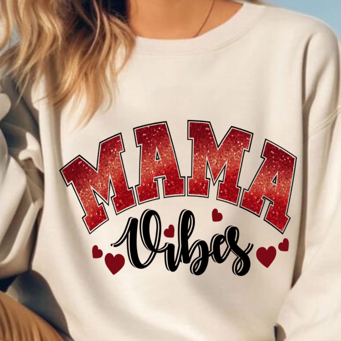 Mama Vibes - Mom Valentine Design | Cute & Trendy Mom PNG preview image.