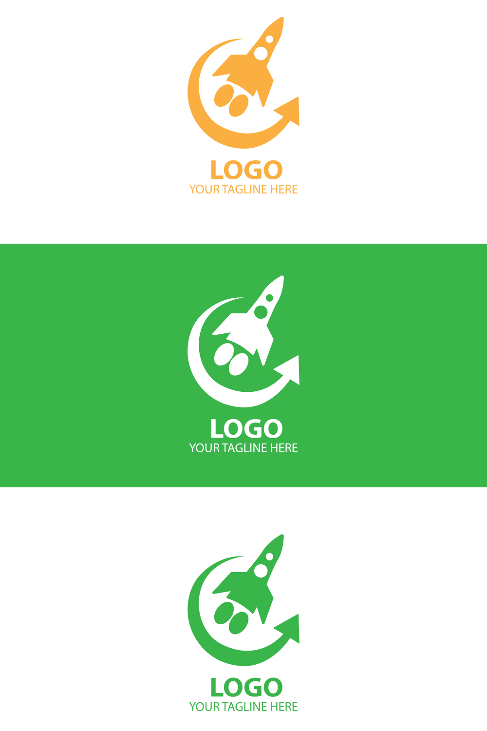 A Rocket Logo Design, Fast Startup Symbol, Green Energy and company brand identity, A Symbol of Success pinterest preview image.