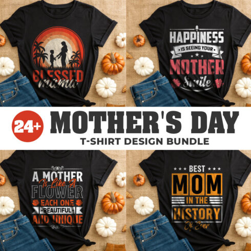 Mother’s Day T-Shirt Design Bundle | 24+ Premium Designs for Mom’s Special Day cover image.