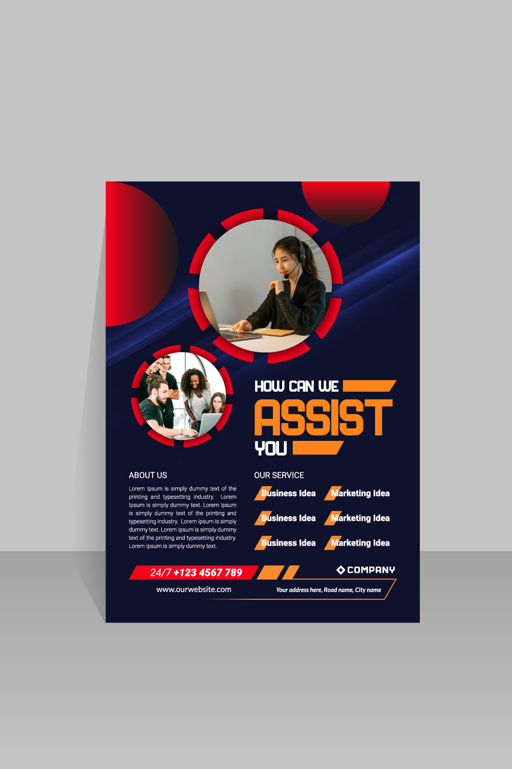 Marketing agency flyer design pinterest preview image.