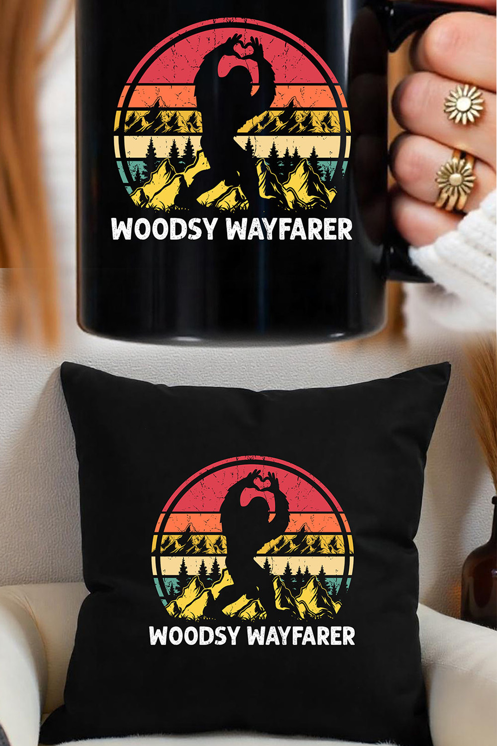 Woodsy Wayfarer T-shirt Design For Bigfoot Lover pinterest preview image.