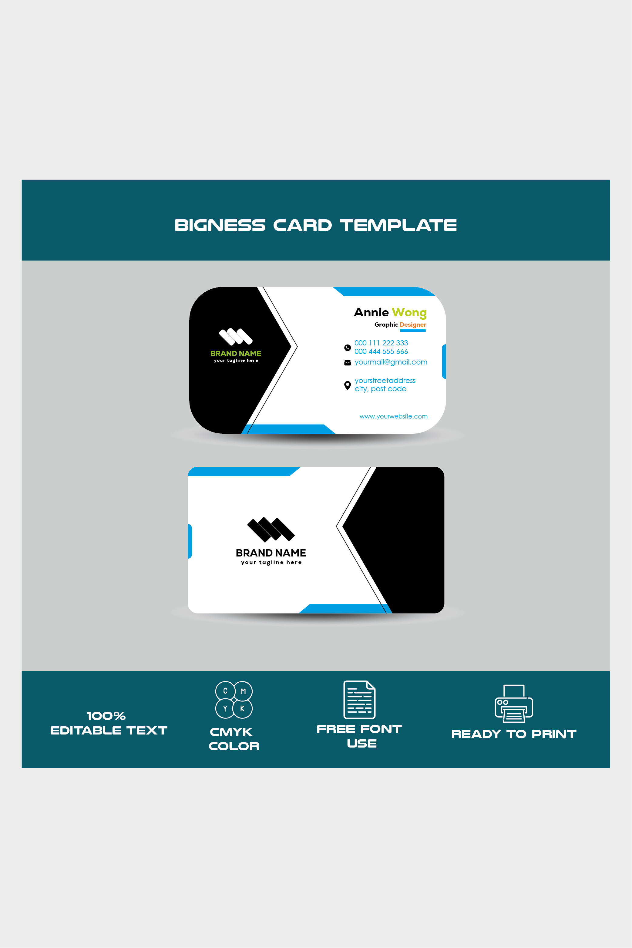 Bigness card template design for Company pinterest preview image.