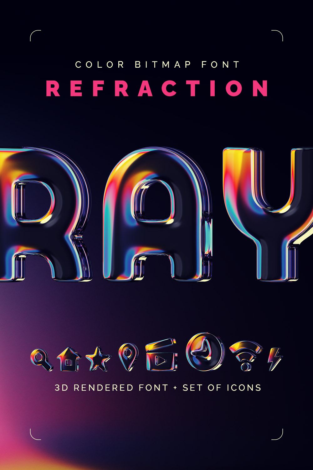 Refraction Ray - Color Bitmap Font pinterest preview image.