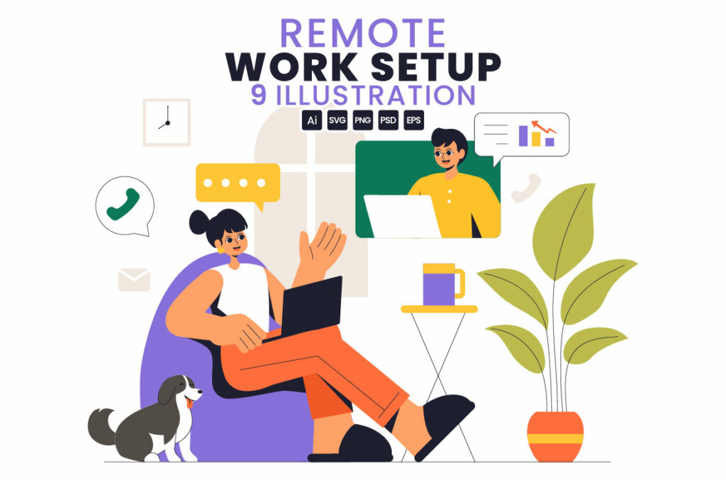 9 Remote Working Setup Illustration - MasterBundles