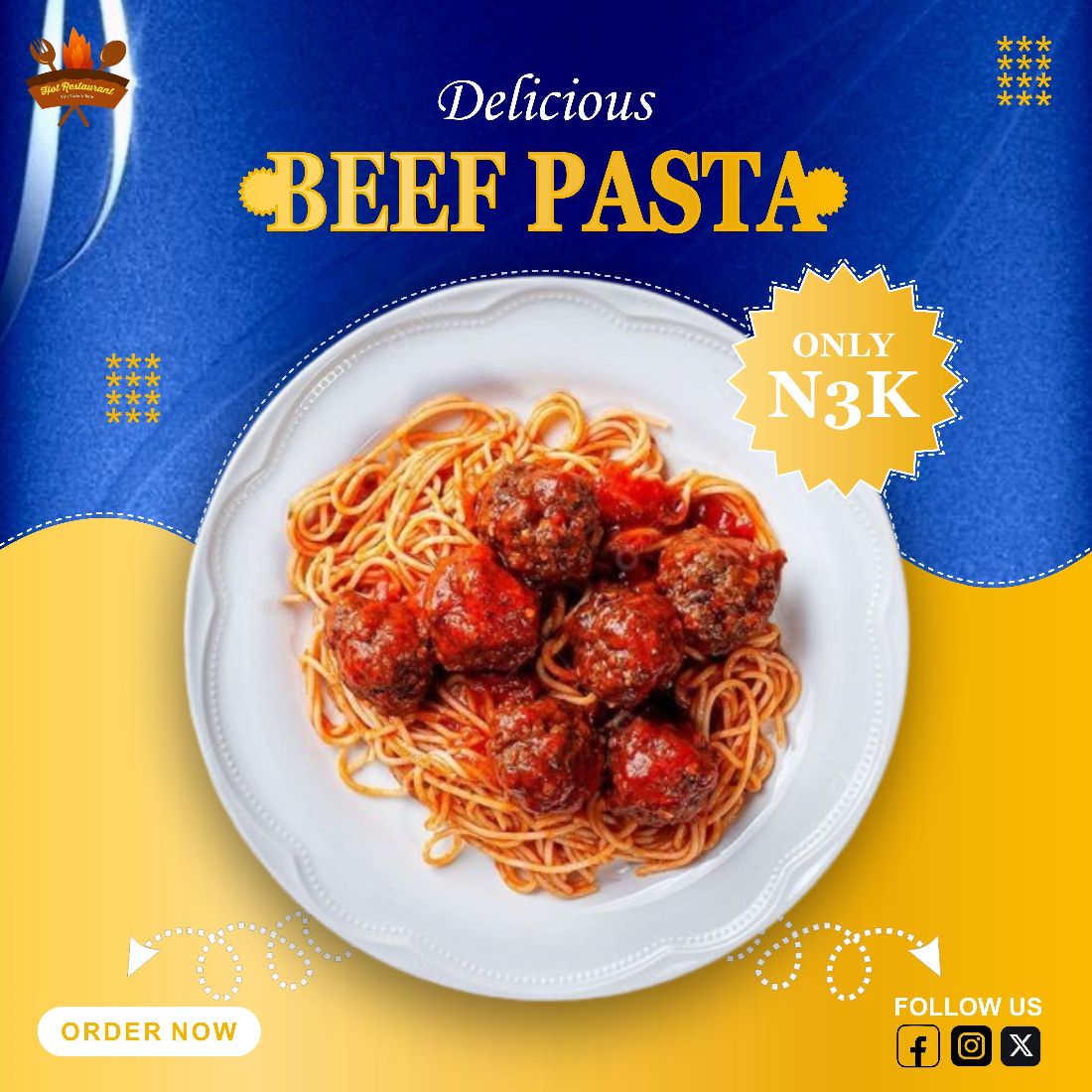 Pasta Sales Social Media Ad Design preview image.