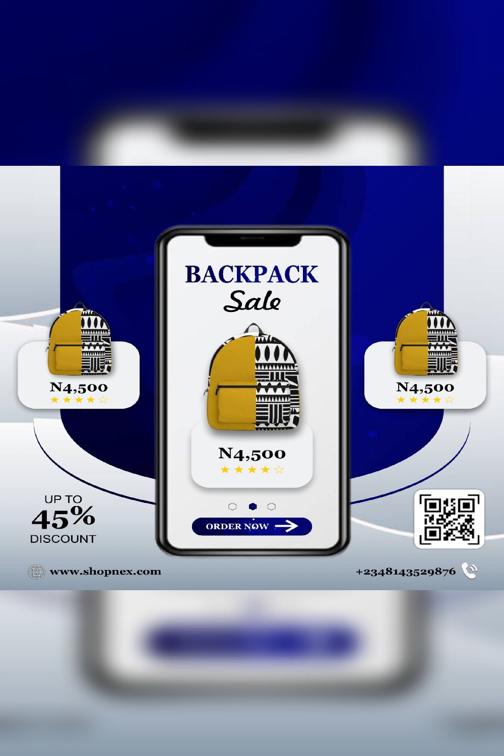 Backpack Sale Flyer Design pinterest preview image.