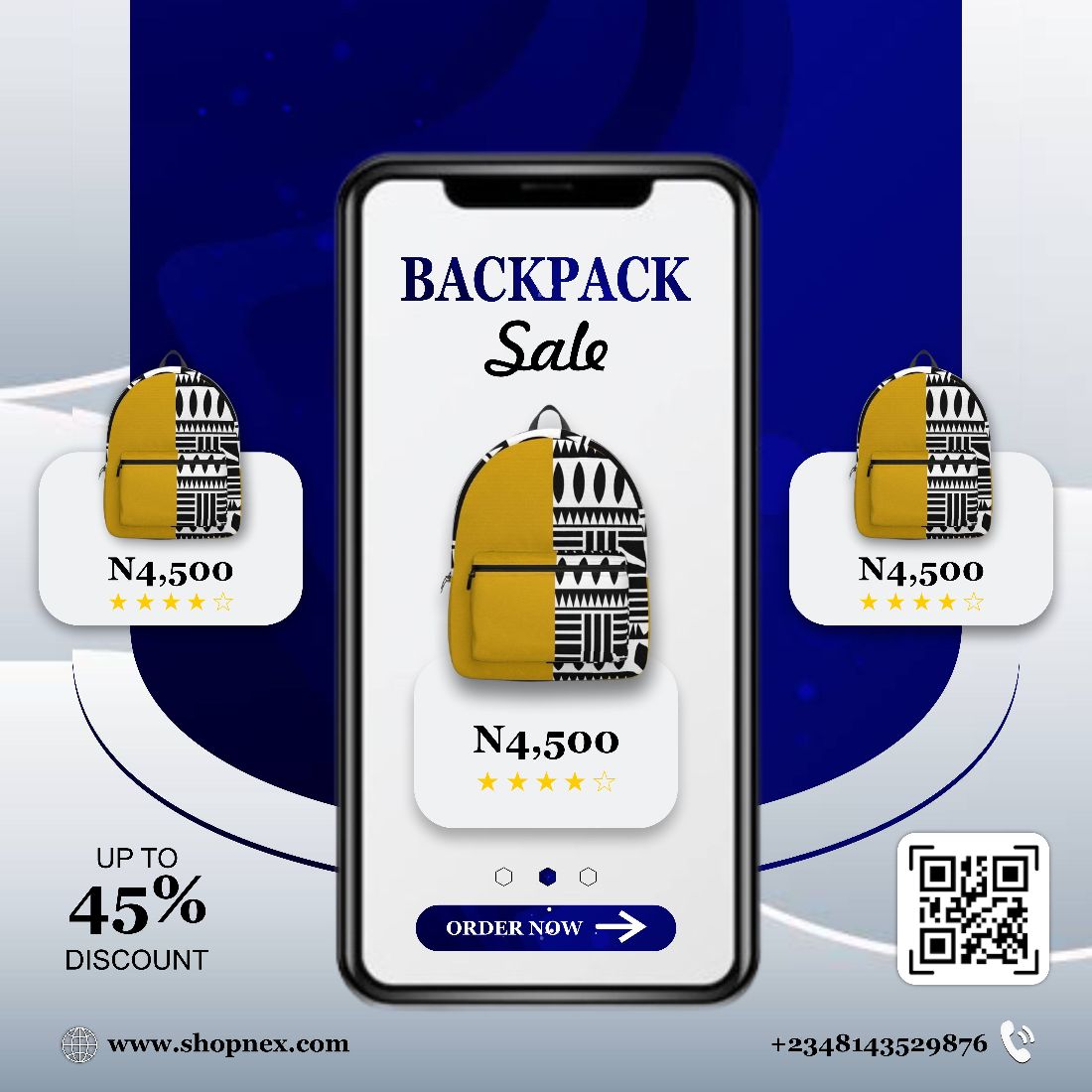 Backpack Sale Flyer Design preview image.