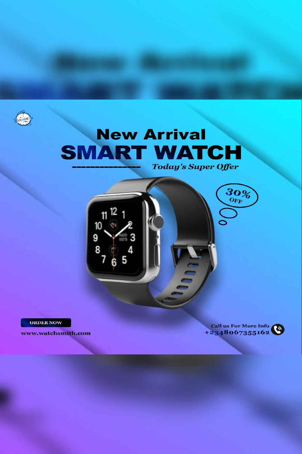 Smart Watch Sales Flyer pinterest preview image.