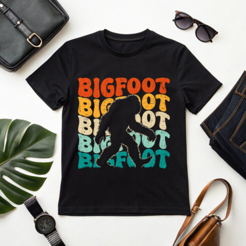 retro bigfoot t-shirt design with vintage typography for outdoor and adventure lovers cover image.